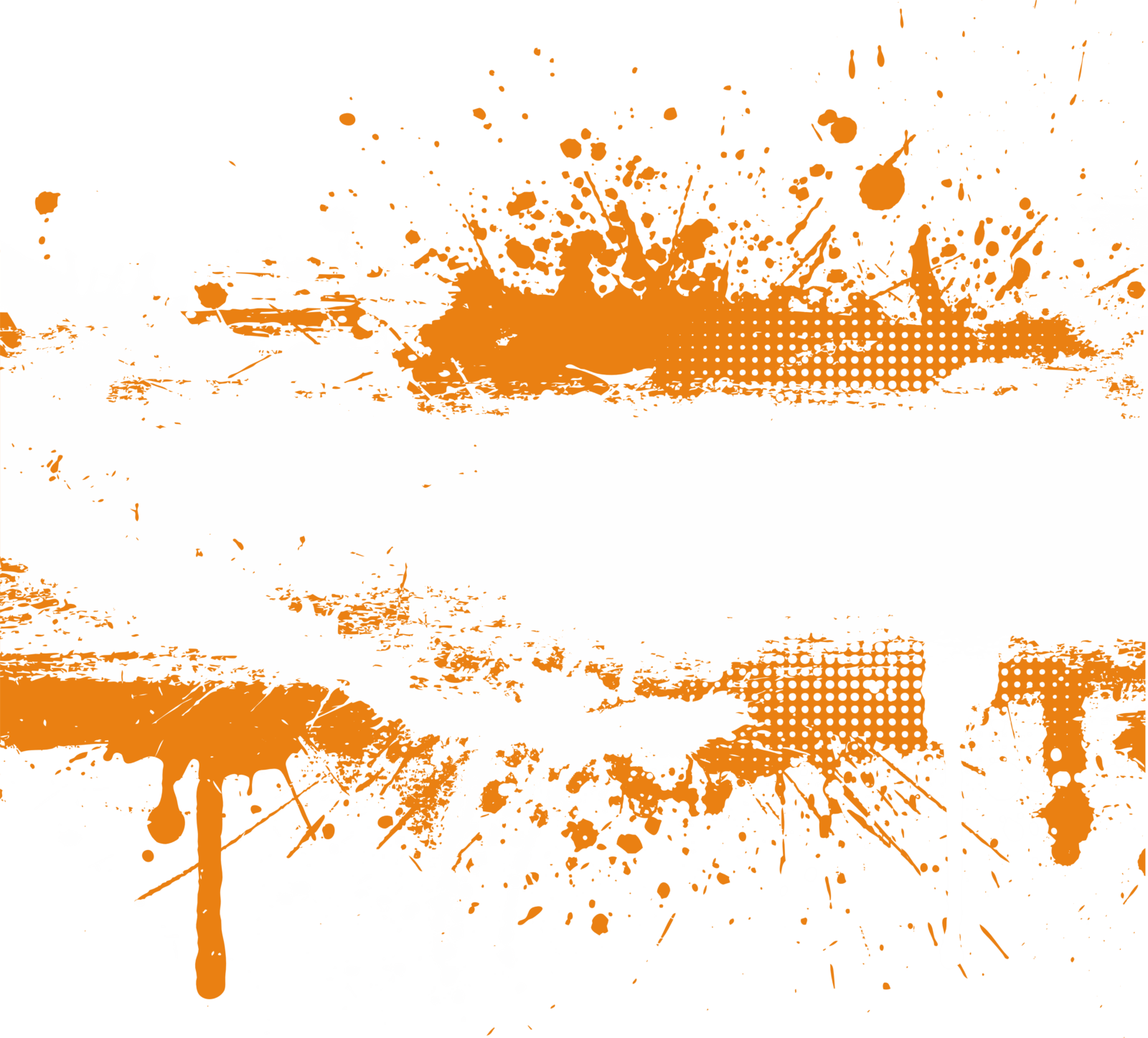 Splattered grunge background orange and white